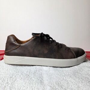 OluKai Lae'Ahi Li'Ili Mens Shoes Size 10 Brown Leather Lace Up Casual Sneakers